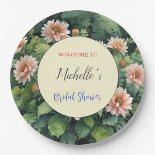 Watercolor Flowers Cute Bridal Shower Paper Plate
