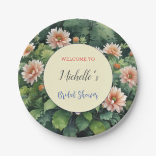 Watercolor Flowers Cute Bridal Shower Paper Plate