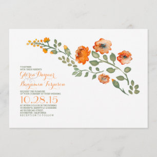 Watercolor flowers-cute floral wedding invitation