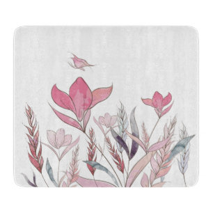 Watercolor flowers cutting board