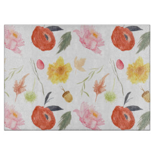 Watercolor Flowers Cutting Board