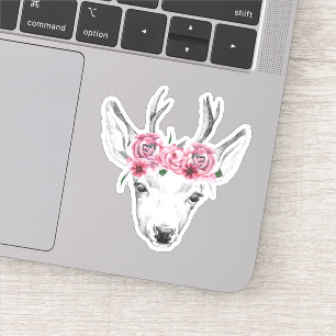Watercolor Flowers Deer