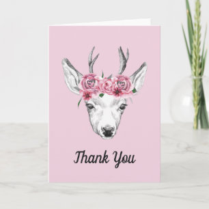 Watercolor Flowers Deer   Add Your Text Card