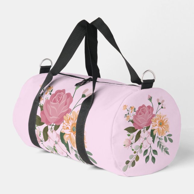 Watercolor flowers duffle bag (Left Corner)