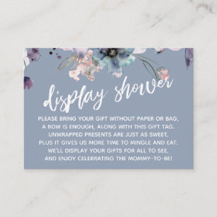 Watercolor Flowers Dusty Blue Display Baby Shower Enclosure Card