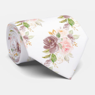 Watercolor Flowers Dusty Rose Blush Pink Roses   Tie