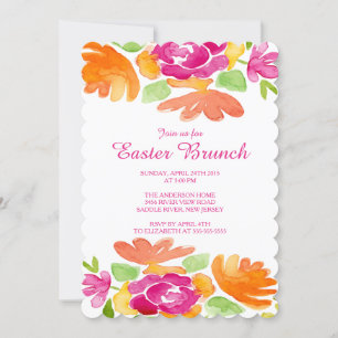 Watercolor flowers  Easter Dinner Party Invitation