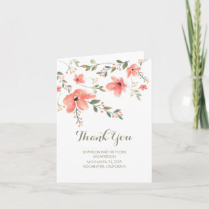 watercolor flowers elegant wedding thank you
