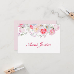Watercolor Flowers Flat Place Card