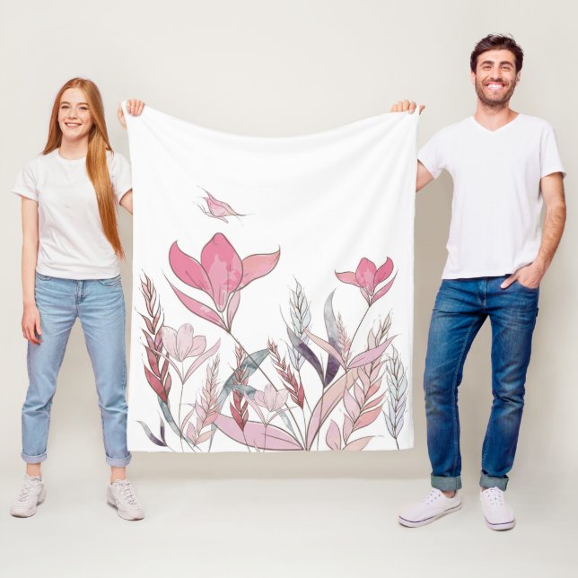 Watercolor flowers fleece blanket (In Situ)