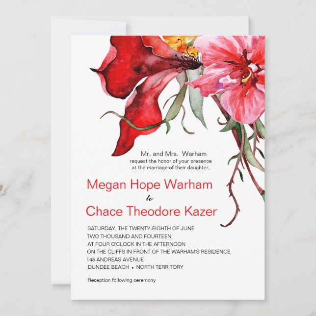 Watercolor Flowers Flora Botanica Wedding Invitation (Front)