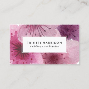 Watercolor Flowers   Floral Boho Business Card