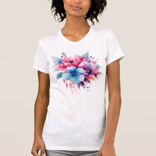 Watercolor Flowers Floral Design T-Shirt