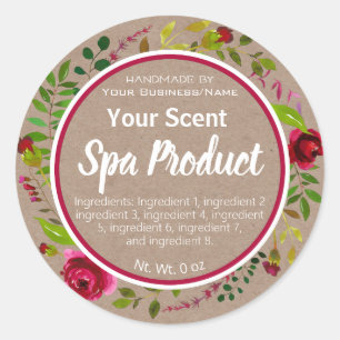 Watercolor Flowers Foliage On Kraft Bath And Spa Classic Round Sticker