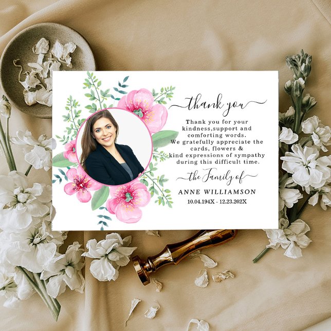 Watercolor Flowers Funeral Thank You Card (Creator Uploaded)