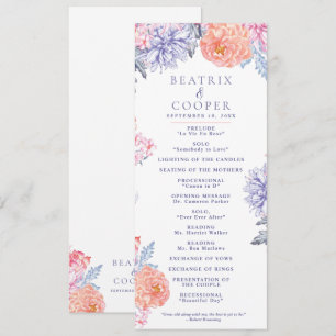 Watercolor Flowers Garden Floral Wedding Program