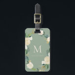 Watercolor Flowers Gold Foil Monogram Sage Green Luggage Tag<br><div class="desc">Elegant and feminine luggage tag featuring watercolor flowers with faux gold foil and faux gold glitter accents with a red background colour. Personalise by adding your details. This personalised luggage tag is perfect as a gift.</div>