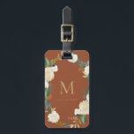 Watercolor Flowers Gold Foil Monogram Terracotta Luggage Tag<br><div class="desc">Watercolor Flowers with Gold Foil Monogram Terracotta Bag Tag | Elegant and feminine luggage tag featuring watercolor flowers with faux gold foil and faux gold glitter accents with a terracotta background colour.</div>