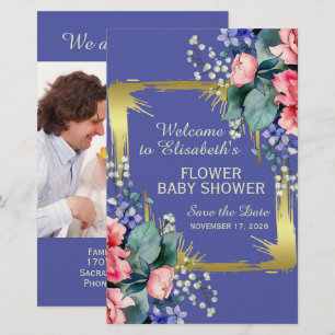 Watercolor Flowers - Golden Frame 10 Stationery