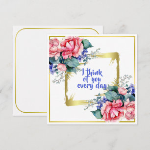 Watercolor Flowers - Golden Frame 10 + your text Card
