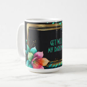 Watercolor Flowers - Golden Frame 34 + your text Coffee Mug