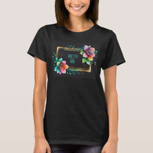 Watercolor Flowers - Golden Frame 34 + your text T-Shirt