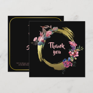 Watercolor Flowers - Golden Frame 5 + your text Card