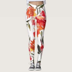 Watercolor flowers, hand-drawn seamless pattern. leggings