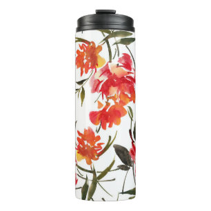 Watercolor flowers, hand-drawn seamless pattern. thermal tumbler