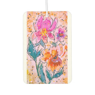 Watercolor Flowers Hanging Air Freshener