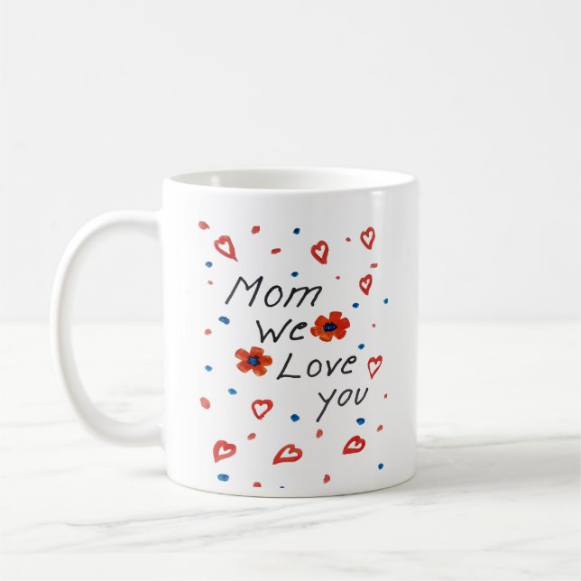 watercolor flowers happy mother's day handwritten  coffee mug (Left)