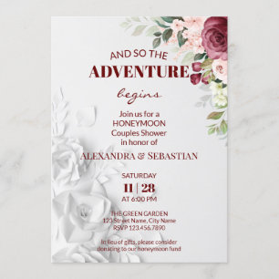Watercolor Flowers Honeymoon Shower Invitation