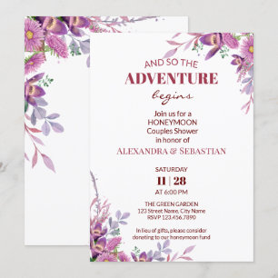 Watercolor Flowers Honeymoon Shower Invitation