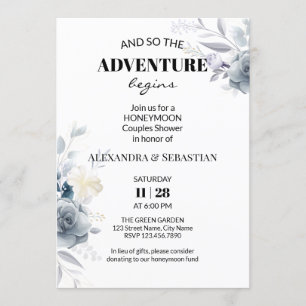 Watercolor Flowers Honeymoon Shower Invitation