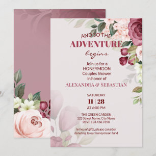 Watercolor Flowers Honeymoon Shower Invitation