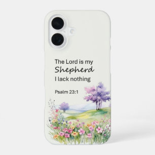 Watercolor Flowers in a Field Psalm 23 iPhone 16 Case