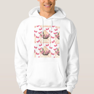 Watercolor flowers in envelopes: seamless pattern hoodie