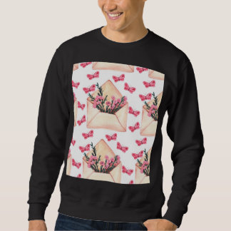Watercolor flowers in envelopes: seamless pattern sweatshirt