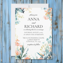 Watercolor Flowers in Neutral Pastel Tones Wedding