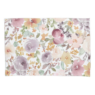 Watercolor flowers in pastel background Trendy Pillowcase