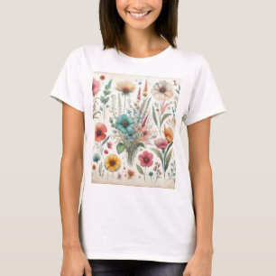 Watercolor flowers in soft pastel colours T-Shirt