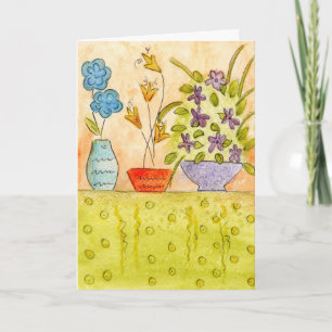 Watercolor Flowers in vases Card