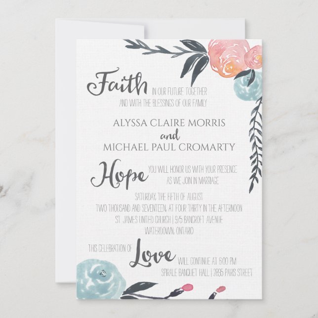 Watercolor Flowers Invitations (Front)