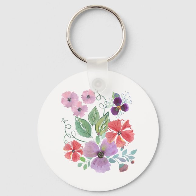 Watercolor flowers . key ring (Front)