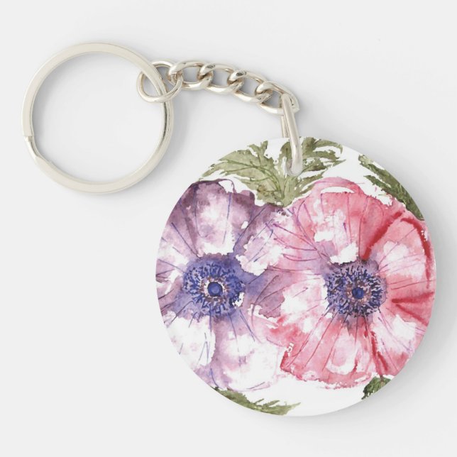 Watercolor flowers key ring (Front)
