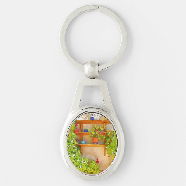 Watercolor flowers key ring (Front)