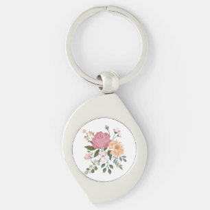 Watercolor flowers key ring