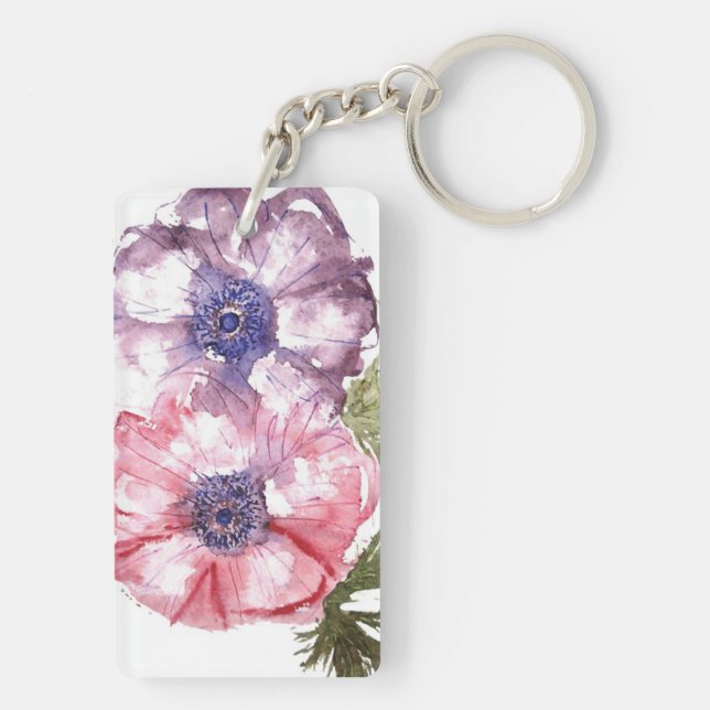 Watercolor flowers key ring (Back)