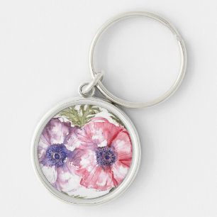 Watercolor flowers key ring
