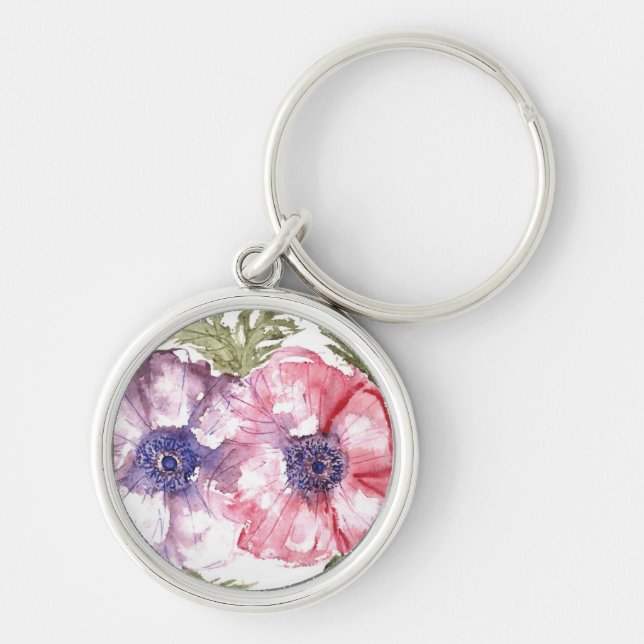 Watercolor flowers key ring (Front)